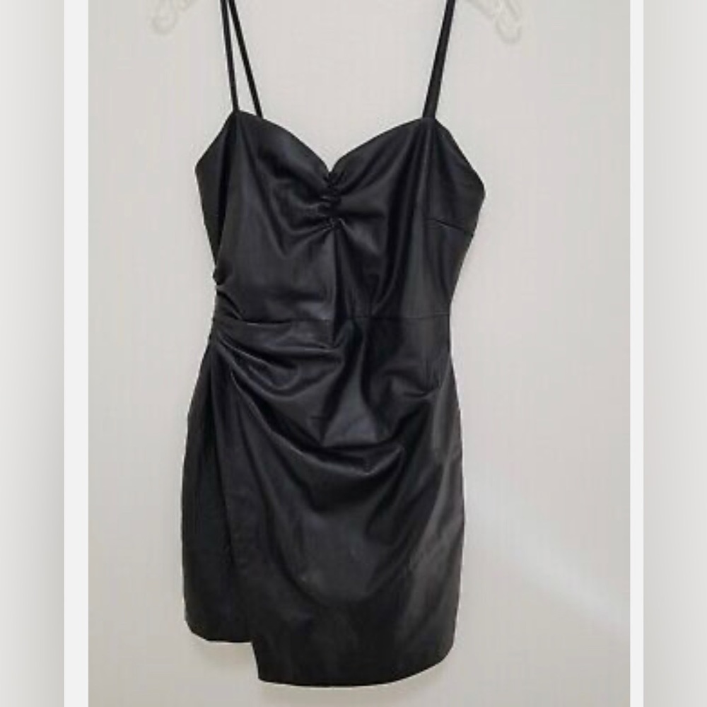 Zara Black Faux Leather Mini Dress